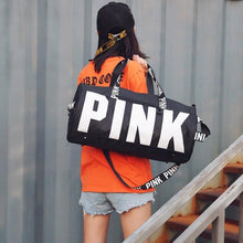 Load image into Gallery viewer, 2019 Women Travel Duffle Fashion Pink Letter Handbags Large Capacity Travel Totes Waterproof Beach Bag Shoulder Bag