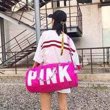 Load image into Gallery viewer, 2019 Women Travel Duffle Fashion Pink Letter Handbags Large Capacity Travel Totes Waterproof Beach Bag Shoulder Bag