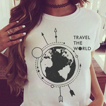 Load image into Gallery viewer, Summer Women T Shirt Cosmic Belief Harajuku New Ins Travel The World Tshirt Women Cartoon Printed Vogue Casual Tee Shirt Femme