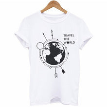 Load image into Gallery viewer, Summer Women T Shirt Cosmic Belief Harajuku New Ins Travel The World Tshirt Women Cartoon Printed Vogue Casual Tee Shirt Femme