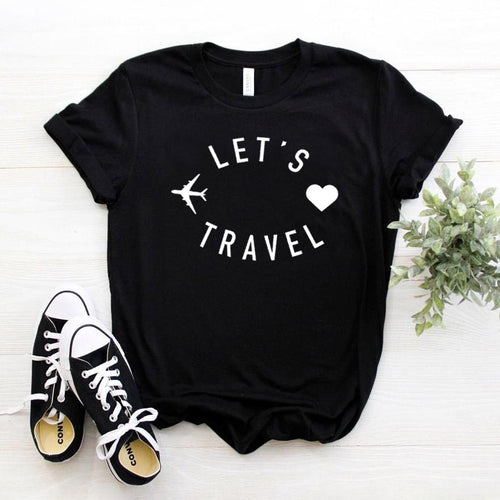 let's travel Women tshirt Cotton Casual Funny t shirt Gift For Lady Yong Girl Top Tee 6 Color Drop Ship S-800