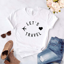 Load image into Gallery viewer, let&#39;s travel Women tshirt Cotton Casual Funny t shirt Gift For Lady Yong Girl Top Tee 6 Color Drop Ship S-800