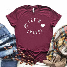 Load image into Gallery viewer, let&#39;s travel Women tshirt Cotton Casual Funny t shirt Gift For Lady Yong Girl Top Tee 6 Color Drop Ship S-800