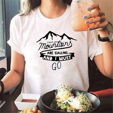 Load image into Gallery viewer, Travel Lovers Adventure Harajuku Camping T-shirt For Women The Mountains Are Calling and I Must Go Hipster Graphic Tee Shirt