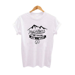 Travel Lovers Adventure Harajuku Camping T-shirt For Women The Mountains Are Calling and I Must Go Hipster Graphic Tee Shirt