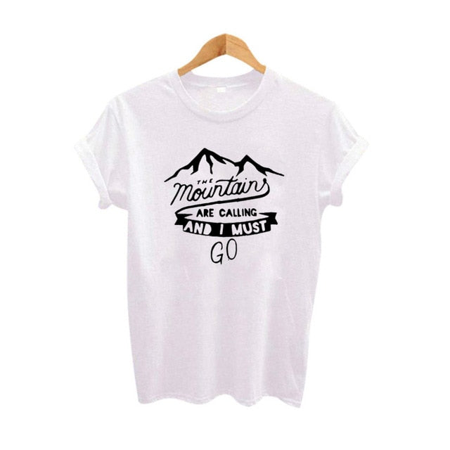 Travel Lovers Adventure Harajuku Camping T-shirt For Women The Mountains Are Calling and I Must Go Hipster Graphic Tee Shirt