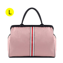 Load image into Gallery viewer, Women Overnight Weekend Traveling Bag Ladies Stripe Handbag Big Travel Bag Light Luggage Men Foldable Duffle Bags Korean XA637WB