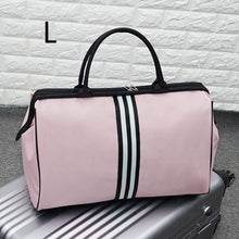 Load image into Gallery viewer, Women Overnight Weekend Traveling Bag Ladies Stripe Handbag Big Travel Bag Light Luggage Men Foldable Duffle Bags Korean XA637WB