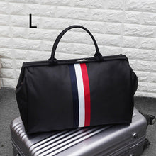 Load image into Gallery viewer, Women Overnight Weekend Traveling Bag Ladies Stripe Handbag Big Travel Bag Light Luggage Men Foldable Duffle Bags Korean XA637WB