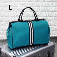 Load image into Gallery viewer, Women Overnight Weekend Traveling Bag Ladies Stripe Handbag Big Travel Bag Light Luggage Men Foldable Duffle Bags Korean XA637WB