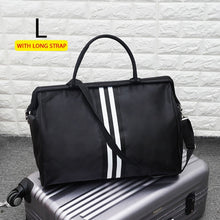 Load image into Gallery viewer, Women Overnight Weekend Traveling Bag Ladies Stripe Handbag Big Travel Bag Light Luggage Men Foldable Duffle Bags Korean XA637WB