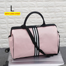 Load image into Gallery viewer, Women Overnight Weekend Traveling Bag Ladies Stripe Handbag Big Travel Bag Light Luggage Men Foldable Duffle Bags Korean XA637WB