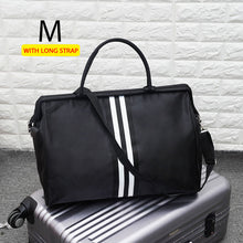 Load image into Gallery viewer, Women Overnight Weekend Traveling Bag Ladies Stripe Handbag Big Travel Bag Light Luggage Men Foldable Duffle Bags Korean XA637WB