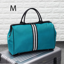 Load image into Gallery viewer, Women Overnight Weekend Traveling Bag Ladies Stripe Handbag Big Travel Bag Light Luggage Men Foldable Duffle Bags Korean XA637WB