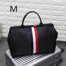 Load image into Gallery viewer, Women Overnight Weekend Traveling Bag Ladies Stripe Handbag Big Travel Bag Light Luggage Men Foldable Duffle Bags Korean XA637WB