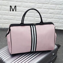 Load image into Gallery viewer, Women Overnight Weekend Traveling Bag Ladies Stripe Handbag Big Travel Bag Light Luggage Men Foldable Duffle Bags Korean XA637WB