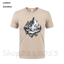 Load image into Gallery viewer, mountain calling travel Happy camper Summer Print Men MTB TShirts Hiker Rock Climbing T-SHIRTs Gift Birthday funny male t shirts