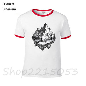 mountain calling travel Happy camper Summer Print Men MTB TShirts Hiker Rock Climbing T-SHIRTs Gift Birthday funny male t shirts