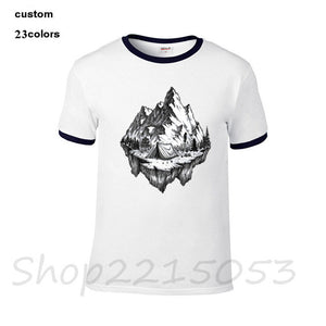 mountain calling travel Happy camper Summer Print Men MTB TShirts Hiker Rock Climbing T-SHIRTs Gift Birthday funny male t shirts