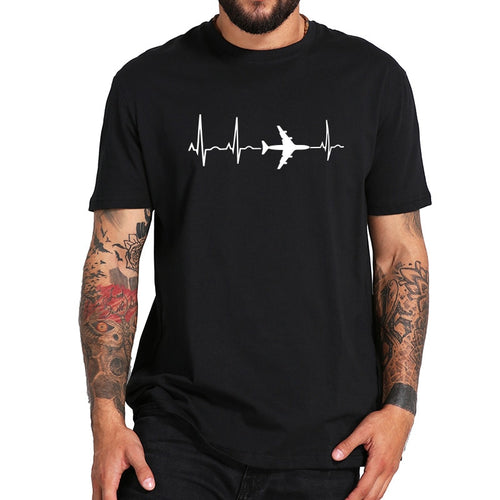 Plane T shirt Aviation Tank Cardiogram Space Enthusiasts Tops Cotton Comfortable Leisure Tee Gift Casual Travel T-shirt