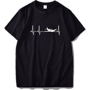 Plane T shirt Aviation Tank Cardiogram Space Enthusiasts Tops Cotton Comfortable Leisure Tee Gift Casual Travel T-shirt