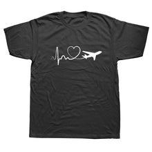 Load image into Gallery viewer, Funny Print Eat Sleep Travel Airplane Heartbeat Joke T-shirt Husband Casual Short Sleeve Cotton Streetwear Hip Hop T Shirts Men