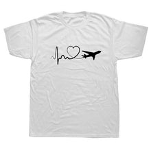 Load image into Gallery viewer, Funny Print Eat Sleep Travel Airplane Heartbeat Joke T-shirt Husband Casual Short Sleeve Cotton Streetwear Hip Hop T Shirts Men