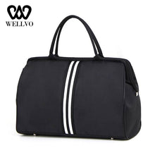 Load image into Gallery viewer, Women Overnight Weekend Traveling Bag Ladies Stripe Handbag Big Travel Bag Light Luggage Men Foldable Duffle Bags Korean XA637WB