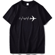 Load image into Gallery viewer, Plane T shirt Aviation Tank Cardiogram Space Enthusiasts Tops Cotton Comfortable Leisure Tee Gift Casual Travel T-shirt