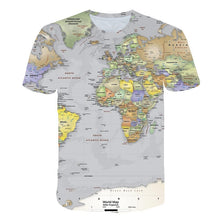 Load image into Gallery viewer, 2019 NEW Ocean World Map 3D Print t shirt Travel tshirt Summer Men Vacation Tee Funny Short Sleeve Shirts Streetwear PINSHUN