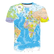 Load image into Gallery viewer, 2019 NEW Ocean World Map 3D Print t shirt Travel tshirt Summer Men Vacation Tee Funny Short Sleeve Shirts Streetwear PINSHUN