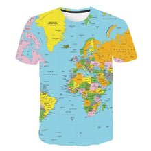 Load image into Gallery viewer, 2019 NEW Ocean World Map 3D Print t shirt Travel tshirt Summer Men Vacation Tee Funny Short Sleeve Shirts Streetwear PINSHUN