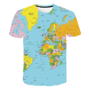 2019 NEW Ocean World Map 3D Print t shirt Travel tshirt Summer Men Vacation Tee Funny Short Sleeve Shirts Streetwear PINSHUN