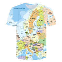 Load image into Gallery viewer, 2019 NEW Ocean World Map 3D Print t shirt Travel tshirt Summer Men Vacation Tee Funny Short Sleeve Shirts Streetwear PINSHUN