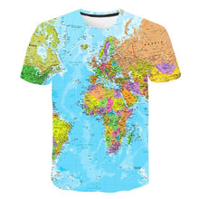 Load image into Gallery viewer, 2019 NEW Ocean World Map 3D Print t shirt Travel tshirt Summer Men Vacation Tee Funny Short Sleeve Shirts Streetwear PINSHUN