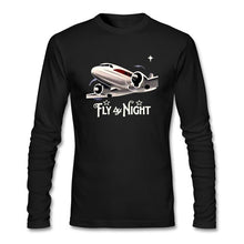 Load image into Gallery viewer, Slim T-shirt Mens aeroplane travel CrewNeck Long Sleeve Men 100% Cotton Cool Dad Tees Flying enthusiast taste T-shirt Fly Night