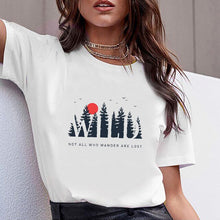 Load image into Gallery viewer, Women Clothes Print No Wander Lost Travel Print Summer Tshirt Printed Women Shirt T Female T-shirt Top Casual Woman Tee