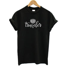 Load image into Gallery viewer, 100% Cotton T-shirt Women Short Sleeve Sweatwear Black Summer Tops Letter Traveler Printed Funny T Shirt Femme Camisetas Mujer