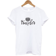 Load image into Gallery viewer, 100% Cotton T-shirt Women Short Sleeve Sweatwear Black Summer Tops Letter Traveler Printed Funny T Shirt Femme Camisetas Mujer
