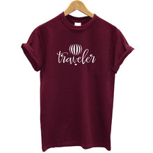 Load image into Gallery viewer, 100% Cotton T-shirt Women Short Sleeve Sweatwear Black Summer Tops Letter Traveler Printed Funny T Shirt Femme Camisetas Mujer