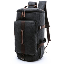 Load image into Gallery viewer, Scione Men Large Capacity Cylinder Backpacks Canvas Luggage Shoulder Bags Duffle Travel Waterproof Solid Leather Casual Case