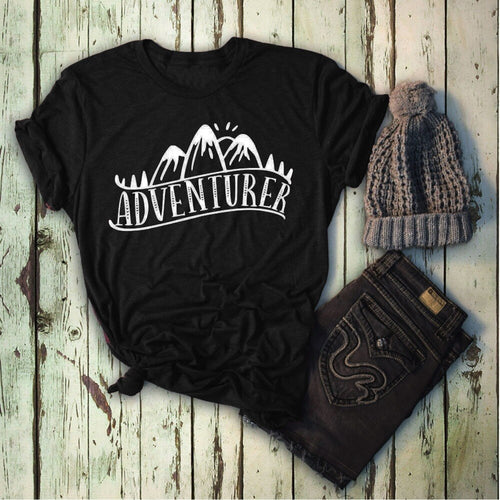 Adventurer T-Shirt Camping Hiking Travel Wanderlust Explorer graphic women fashion grunge tumblr aesthetic slogan quote tee tops