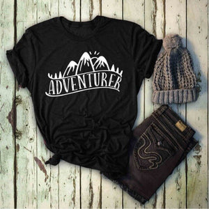 Adventurer T-Shirt Camping Hiking Travel Wanderlust Explorer graphic women fashion grunge tumblr aesthetic slogan quote tee tops