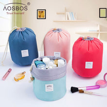 Load image into Gallery viewer, Aosbos High Quality Waterproof Travel Cosmetic Bag Nylon  Drawstring Barrel Wash Bags Large Capacity Women Cosmetic MakeUp Bag